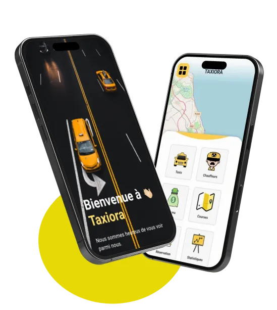 TAXIORA App Screenshots - Interface utilisateur des applications mobiles